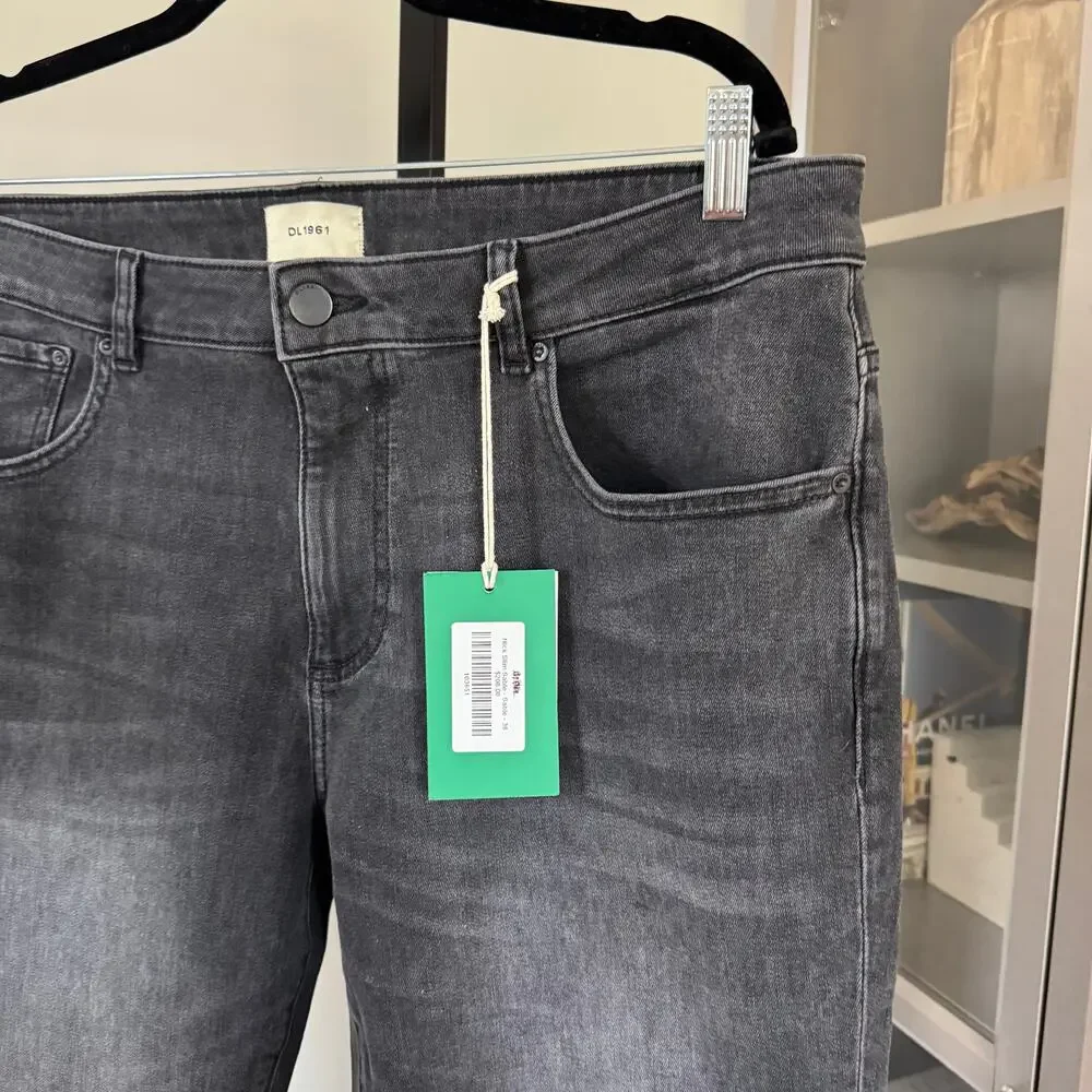 DL1961 Sable Black Wash Nick Slim Jeans 38 NEW Moisture Wicking Stretch Denim - Picture 3 of 8